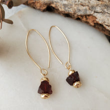 Load image into Gallery viewer, Raw Crystal Earrings | Garnet | 14k Gold Fill
