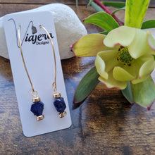 Load image into Gallery viewer, Raw Crystal Earrings | Sapphire | 14k Gold Fill