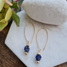 Load image into Gallery viewer, Raw Crystal Earrings | Sapphire | 14k Gold Fill