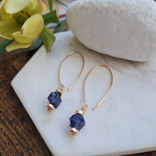 Load image into Gallery viewer, Raw Crystal Earrings | Sapphire | 14k Gold Fill