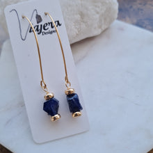 Load image into Gallery viewer, Raw Crystal Earrings | Sapphire | 14k Gold Fill