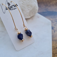 Load image into Gallery viewer, Raw Crystal Earrings | Sapphire | 14k Gold Fill