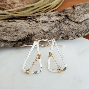 Hammered Mixed Metal Earrings | 14k Gold Fill | Sterling Silver