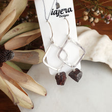 Load image into Gallery viewer, Hammered Geometric Earrings | Raw Garnet | Sterling Silver