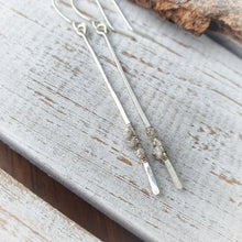 Load image into Gallery viewer, Slim Bar Earrings | Sterling Silver | Diamond