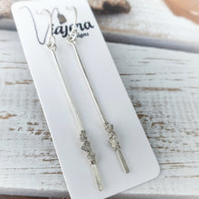 Load image into Gallery viewer, Slim Bar Earrings | Sterling Silver | Diamond