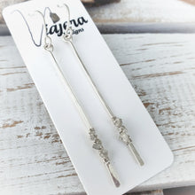 Load image into Gallery viewer, Slim Bar Earrings | Sterling Silver | Diamond