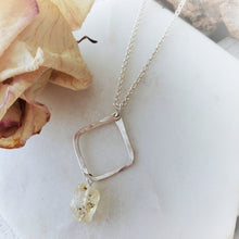 Load image into Gallery viewer, Hammered Geometric Necklace | Raw Topaz | Sterling Silver