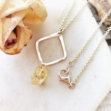 Load image into Gallery viewer, Hammered Geometric Necklace | Raw Topaz | Sterling Silver