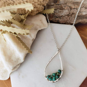 Teardrop Pendant Necklace | Turquoise | Sterling Silver
