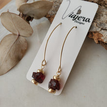 Load image into Gallery viewer, Raw Crystal Earrings | Garnet | 14k Gold Fill