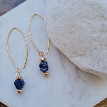Load image into Gallery viewer, Raw Crystal Earrings | Sapphire | 14k Gold Fill