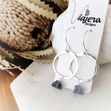Load image into Gallery viewer, Drop Circle Earrings | Iolite | Sterling Silver