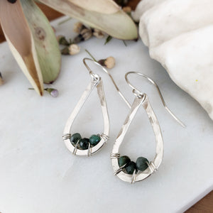 Teardrop Earrings | Emerald | Sterling Silver