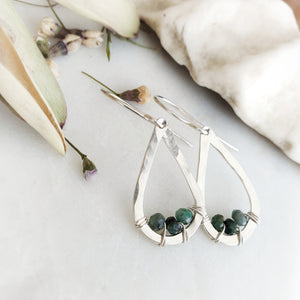 Teardrop Earrings | Emerald | Sterling Silver