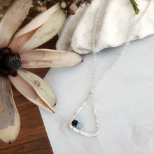 Load image into Gallery viewer, Geometric Hammered Silver Pendant | Sapphire | Sterling Silver