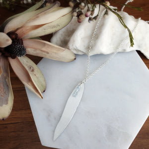 Gum Leaf Necklace | Aquamarine | Sterling Silver
