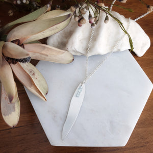 Gum Leaf Necklace | Aquamarine | Sterling Silver