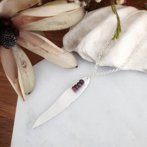Gum Leaf Necklace | Ruby | Sterling Silver
