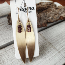 Load image into Gallery viewer, Gum Leaf Earrings | Ruby | Gold Fill | Brass