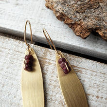 Load image into Gallery viewer, Gum Leaf Earrings | Ruby | Gold Fill | Brass