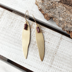 Gum Leaf Earrings | Ruby | Gold Fill | Brass