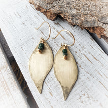 Load image into Gallery viewer, Botanical Leaf Earrings | Emerald | Gold Fill | Brass