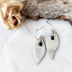 Botanical Leaf Earrings | Sapphire | Sterling Silver