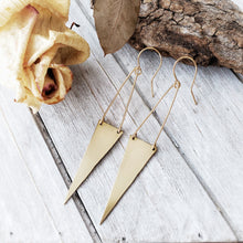 Load image into Gallery viewer, Edgy Triangle Earrings | Brass | 14k Gold Fill