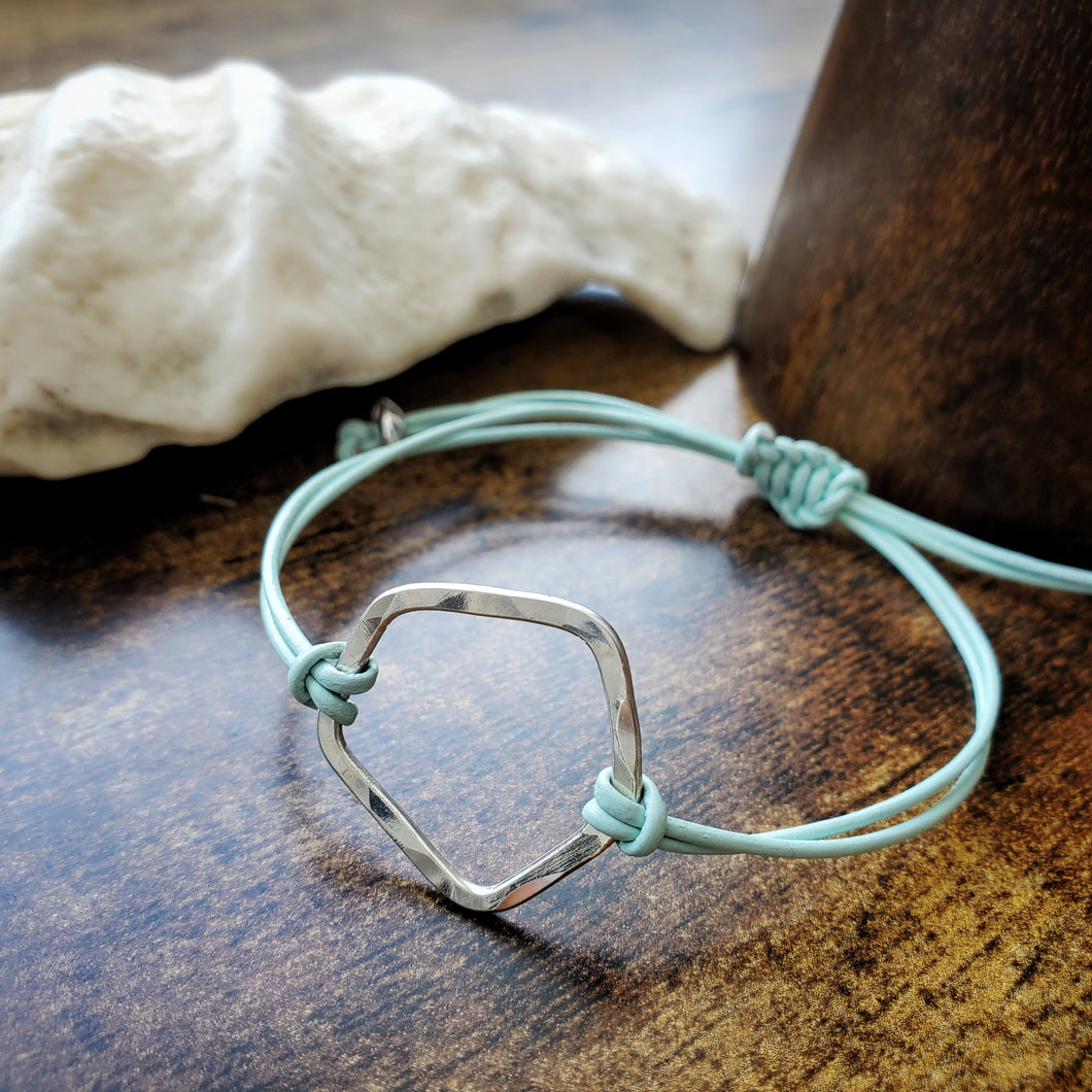 Turquoise Leather Bracelet | Sterling Silver