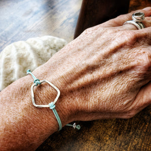 Turquoise Leather Bracelet | Sterling Silver