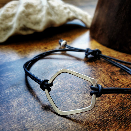 Blue Leather Bracelet | Sterling Silver