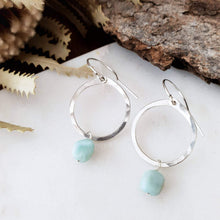 Load image into Gallery viewer, Drop Circle Earrings | Larimar | Sterling Silver