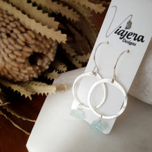 Load image into Gallery viewer, Drop Circle Earrings | Aquamarine | Sterling Silver