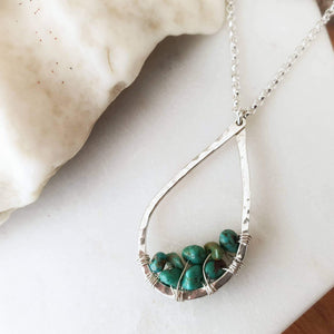 Teardrop Pendant Necklace | Turquoise | Sterling Silver