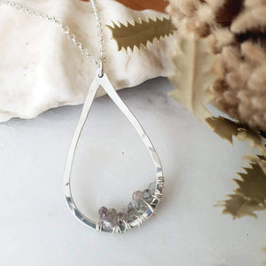 Teardrop Pendant Necklace | Sapphire | Sterling Silver