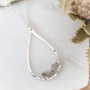 Teardrop Pendant Necklace | Sapphire | Sterling Silver