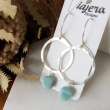 Load image into Gallery viewer, Drop Circle Earrings | Aquamarine | Sterling Silver