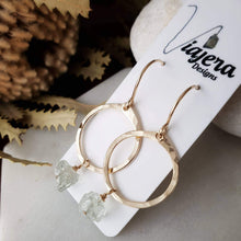 Load image into Gallery viewer, Gold Circle Earrings | Green Amethyst | 14k Gold Fill